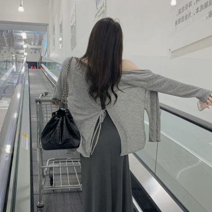 新品慵懒松弛感开衫薄款女吊带裙外搭罩衫夏季披肩外套中长款针织