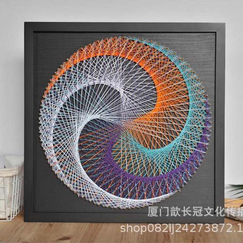 几何D纱线画成品 钉子毛线绕线装饰画 string art手工材料包图片