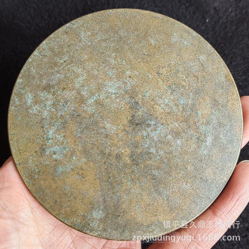 古玩杂项批发10厘米仿古青铜铜镜古玩收藏浮雕仿古龙铜镜批发