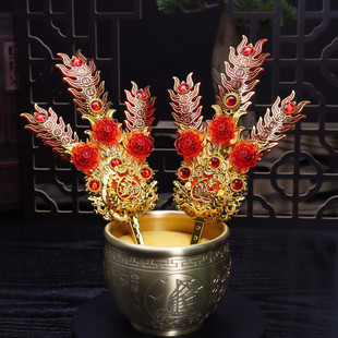 金花灯光潮汕用品拜老爷凤尾香炉神红神花球神位神台摆放