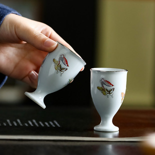 品茗杯薄胎闻香杯功夫茶具手工茶杯家用主人杯个人杯聚香杯品茗杯