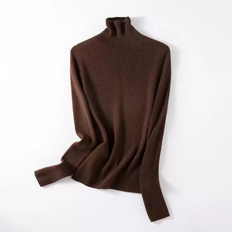 100纯羊毛衫女堆堆领针织打底衫