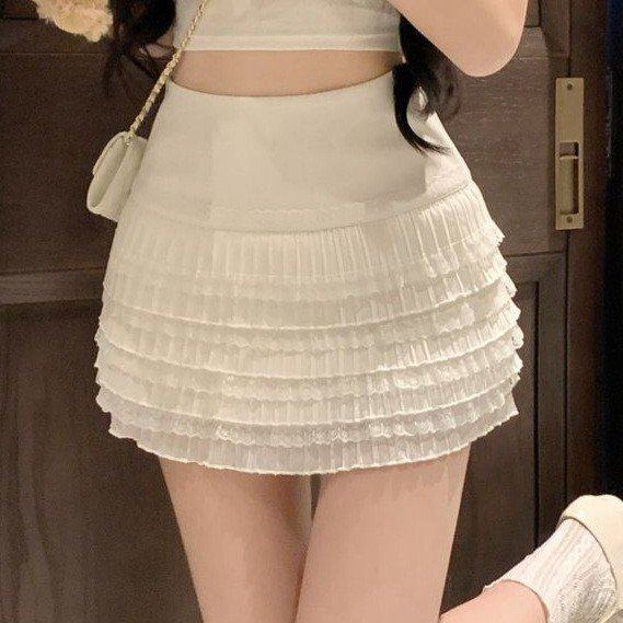 气质甜美辣妹蕾丝褶皱短裙女夏设计感显瘦带安全裤百搭蛋糕A字裙,孕妇装/孕产妇用品/营养,半身裙,淘宝优惠券,粉丝福利购,淘宝优惠卷