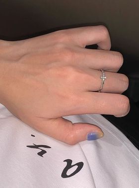 《西柚氧》925纯银戒指女十字架ins小众可调节食指戒送女友礼物