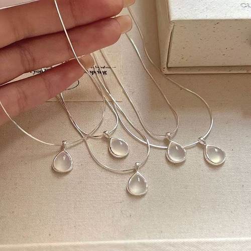 《西柚氧》极简水滴钛钢项链女ins轻奢小众气质高级感吊坠锁骨链