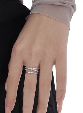 《西柚氧》925纯银戒指女生交叉满钻甜美轻奢ins小众开口闺蜜指环