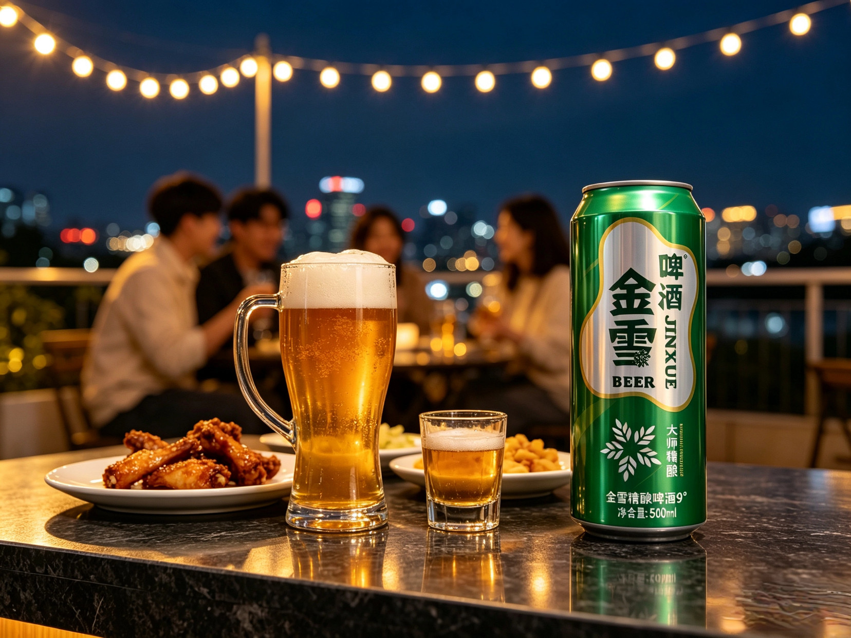 山东金雪精酿啤酒500ml*12整箱9度原浆清爽麦芽拉格正品原厂极发