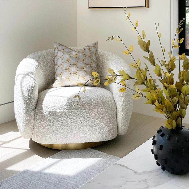 北欧轻奢沙发椅咖啡厅酒店单人沙发民宿沙发羊羔绒旋转洽谈沙发椅,住宅家具,沙发椅,淘宝优惠券,粉丝福利购,淘宝优惠卷