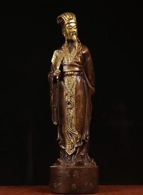 纯铜诸葛亮摆件卧龙先生诸葛孔明铜像家居风水客厅店铺书房工艺品
