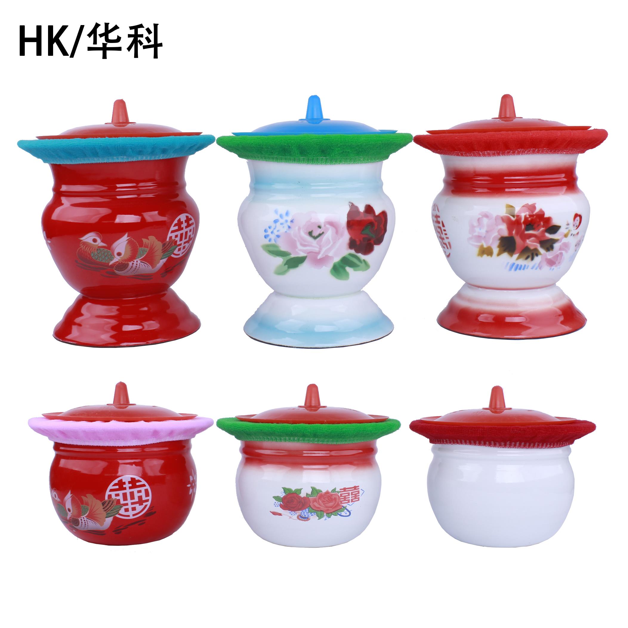 华科加厚幼儿痰盂搪瓷痰盂儿童痰盂坐便器 带盖马桶起夜桶