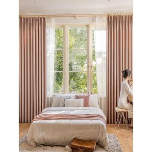 棉麻窗帘全遮光2024新款遮阳卧室隔音轻奢现代简约女孩房间隔断帘