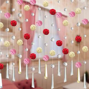 珠帘2024新水晶珠帘可爱门帘吊饰客厅隔间帘免打孔儿童房间装饰帘