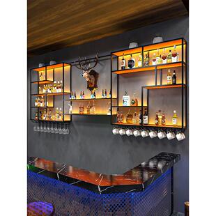 酒架置物架酒柜壁挂吧台红酒架挂墙上展示柜餐厅酒吧创意铁艺定制