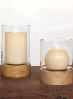木托玻璃烛台北欧乡村覆古蜡烛杯酒店餐厅民宿圣诞节烛台蜡烛摆件