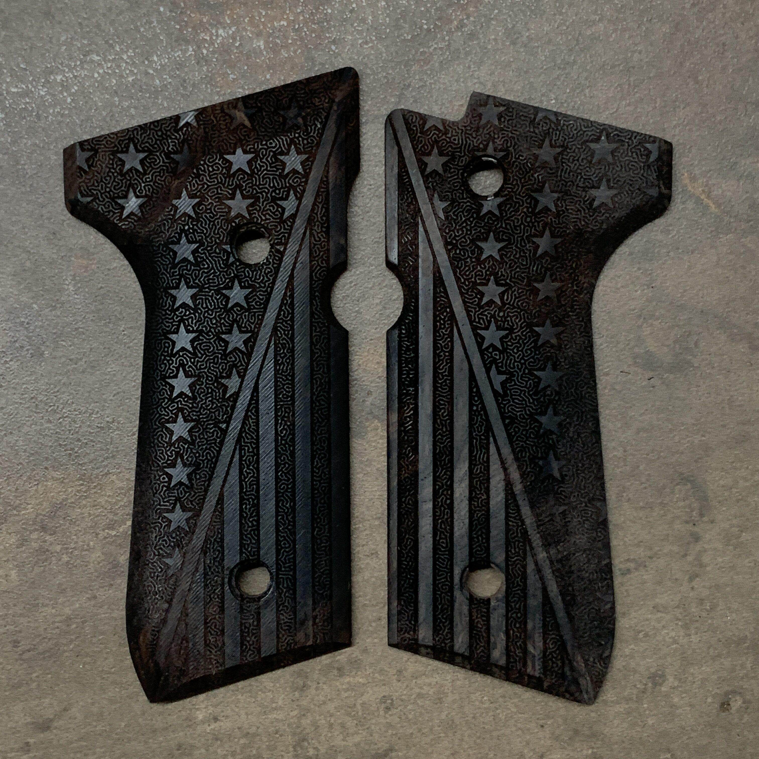 伯莱塔M92手柄护木片握把片雕刻改装配件实木grips
