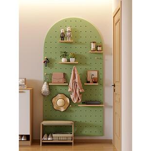 西施斯堪的纳维亚实木孔板定制木制入口门后入口装饰墙储物架