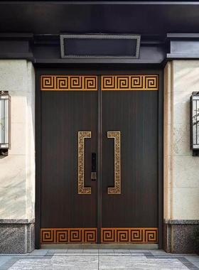 中式别墅入户门防盗门双开门不锈钢铜门院门农村自建房大门进户门