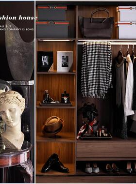 样板房间男女士衣帽间组合套装衣柜装饰摆件鞋子衣服礼帽收纳箱