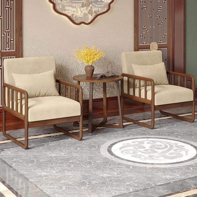 新中式单人沙发椅客厅阳台休闲 椅子小轻奢洽谈接待办公室桌椅组