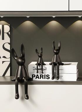 现代坐姿长耳兔摆件轻奢高档玄关客厅电视柜酒柜家居装饰品乔迁礼