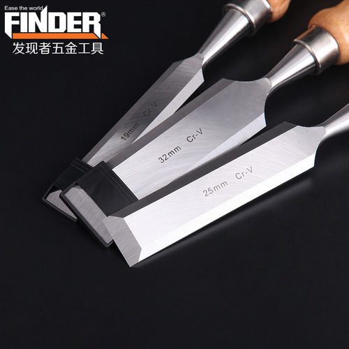 手动匠作工具发现者新款木工凿子6160铬钒钢凿子实榉木柄平凿