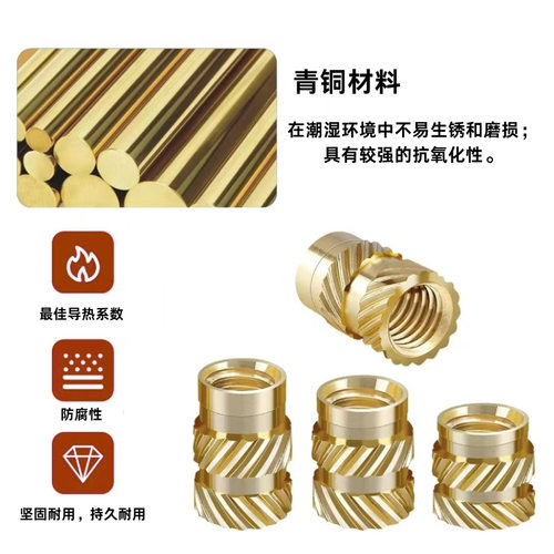 380pcs 斜纹土八热熔铜螺母嵌件 插入3D 打印汽车注塑外壳铜螺母
