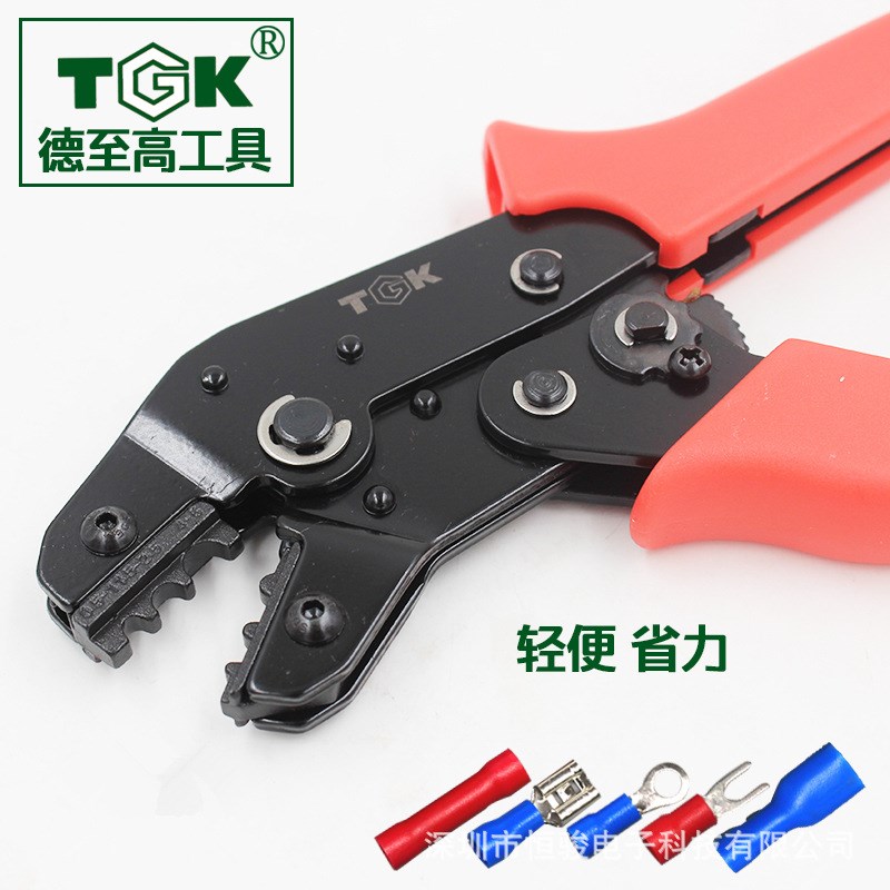 工业级压线钳端子钳多功能电工接线压接钳子棘轮式裸端子杜邦