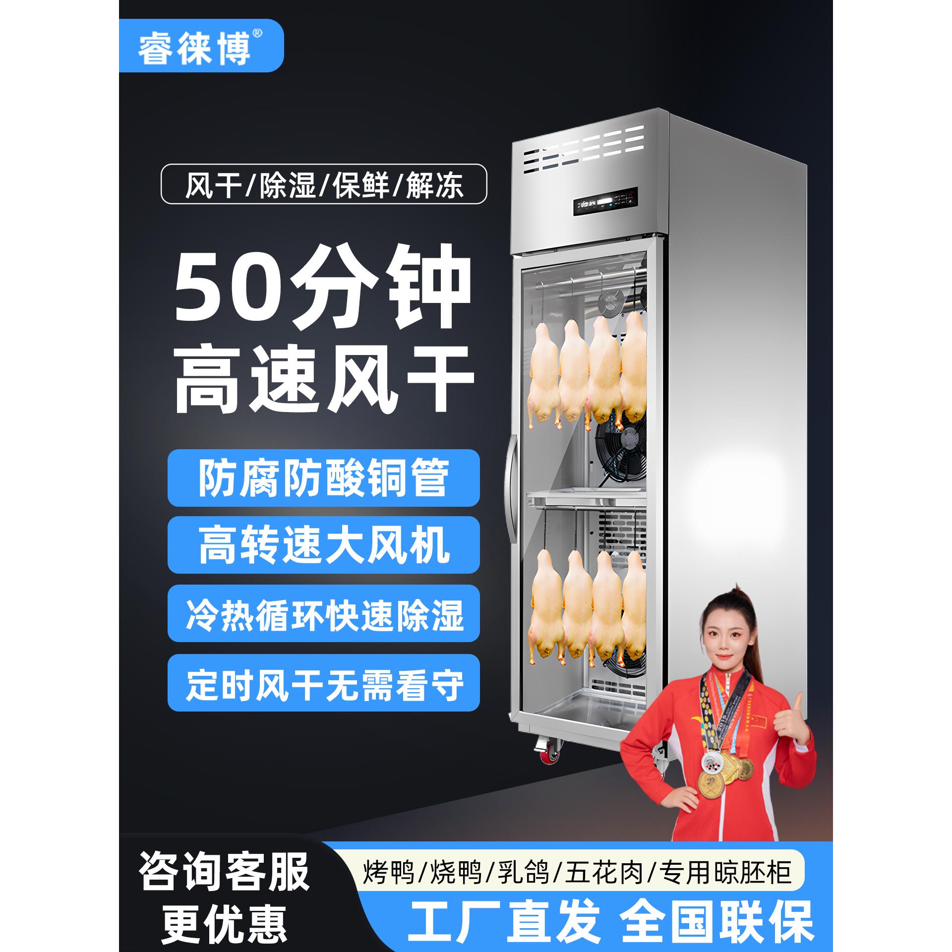 睿徕博商用智能晾鸭柜烧鹅烧腊烘干机晾胚凉烤鸭风干柜风冷吹鸭柜