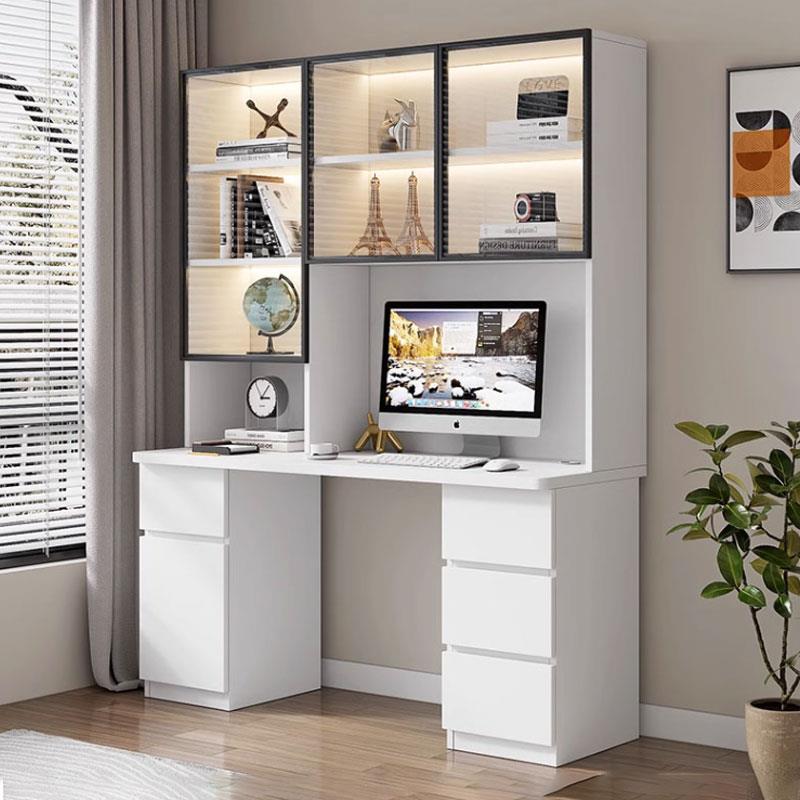 实木书桌书架组合家用带书柜一体简约经济型电脑桌学生学习写字桌