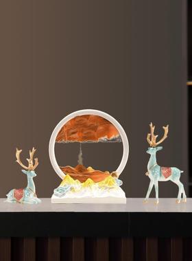 引进财富和宝藏鹿流沙画装饰品酒柜入口入口电视柜家庭客厅装饰乔