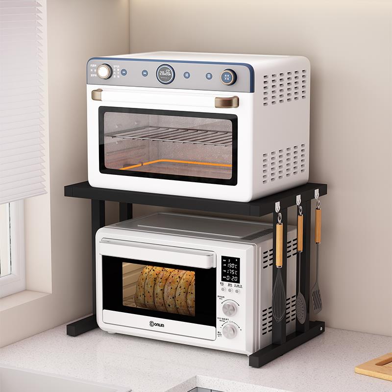 厨房收纳架微波炉置物架不锈钢调料架烤箱架多功能储物架桌面台面