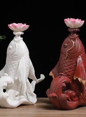 陶瓷鲤鱼锦鲤招财摆件年年有余家居客厅办公装饰摆设开业乔迁礼品