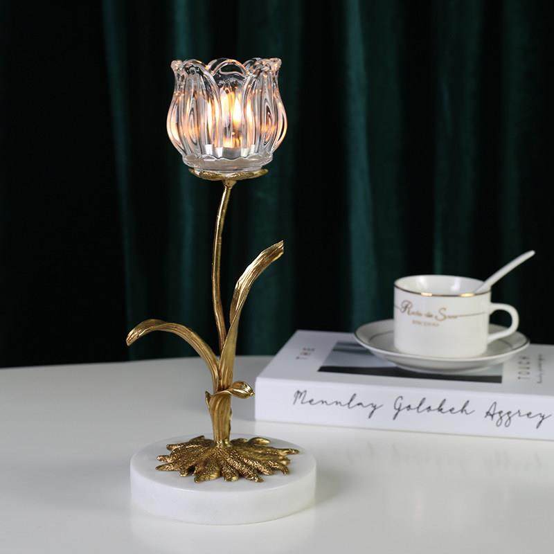 欧式轻奢蜡烛台摆件水晶玻璃铜大理石复古奢华家用浪漫餐桌装饰品,家居饰品,烛台,淘宝优惠券,粉丝福利购,淘宝优惠卷