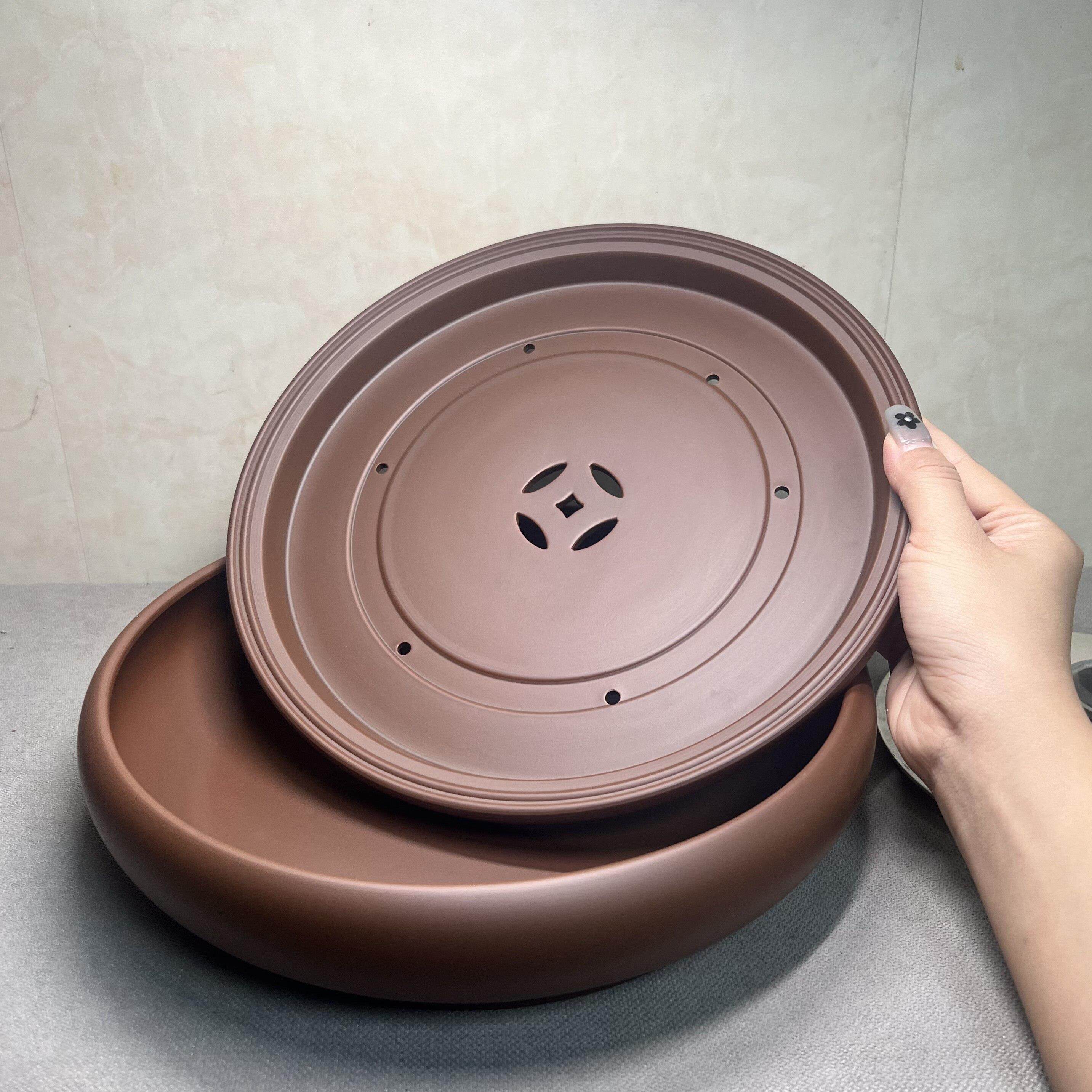 紫砂茶盘紫泥功夫茶具套装小型潮州圆形10寸蓄水茶船家用老式陶瓷