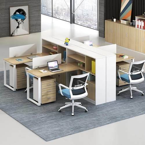 广东屏员工卡位办公家6具简约现代职829员隔断风4/人位办公桌椅组