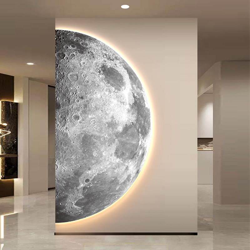 轻奢砂岩月球入户玄关装饰画 画半圆走廊过道壁灯客厅卧室背景墙,家居饰品,砂岩画,淘宝优惠券,粉丝福利购,淘宝优惠卷