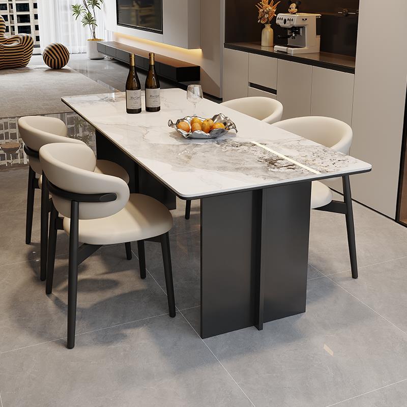 岩板餐桌椅组合现代简约小户型家用长方形2024年新款铝合金饭桌子