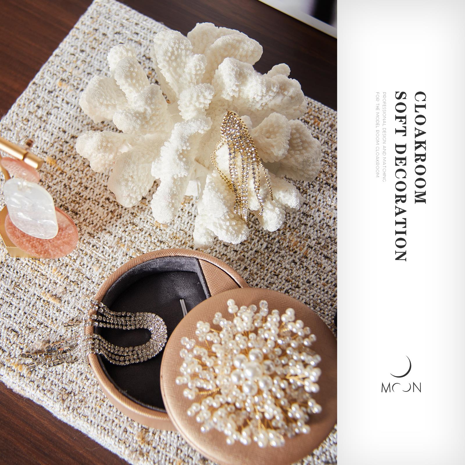 MOON慕空间样板房衣帽间女士化妆台摆件耳环首饰盒装饰品摆设道具