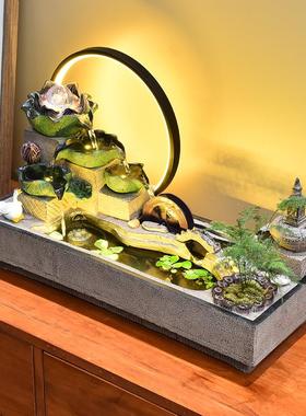 中式流水生财摆件喷泉鱼缸造景循环水客厅玄关入户风水轮乔迁开业