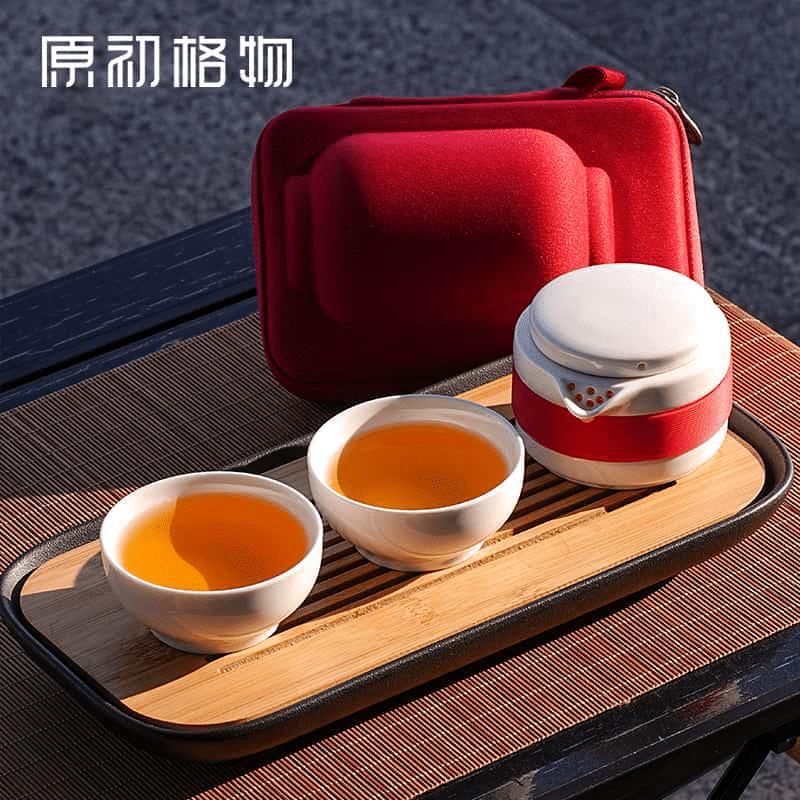 原初格物华灯便携式茶具旅行户外快客杯陶瓷一壶二杯送父亲的礼物