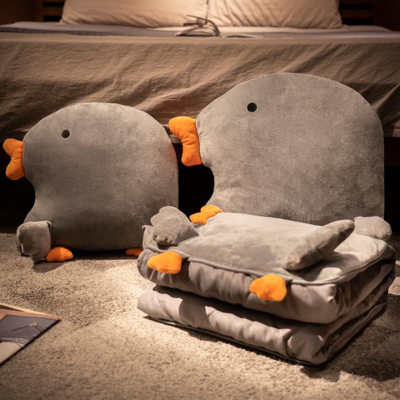 抱枕被子两用大鹅枕头二合一汽车折叠毯子靠枕毛毯办公室午睡加厚