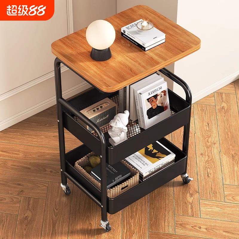 小推车床头可移动零食收纳置物架落地床边茶几小桌子客厅沙发边几