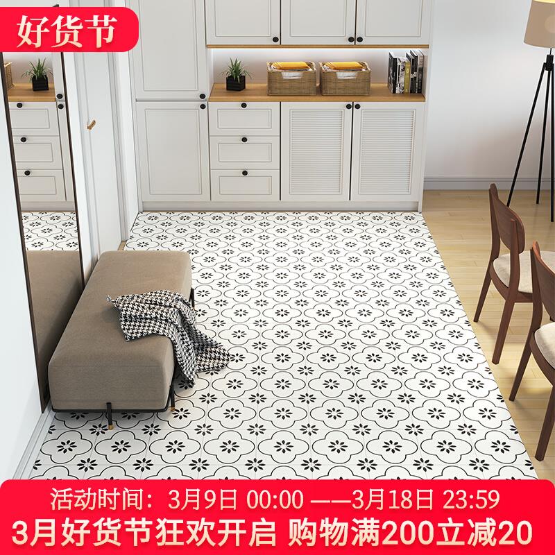 阳台定制花砖地毯PVC免洗可裁剪地垫入户进门地垫厨房满铺防水垫