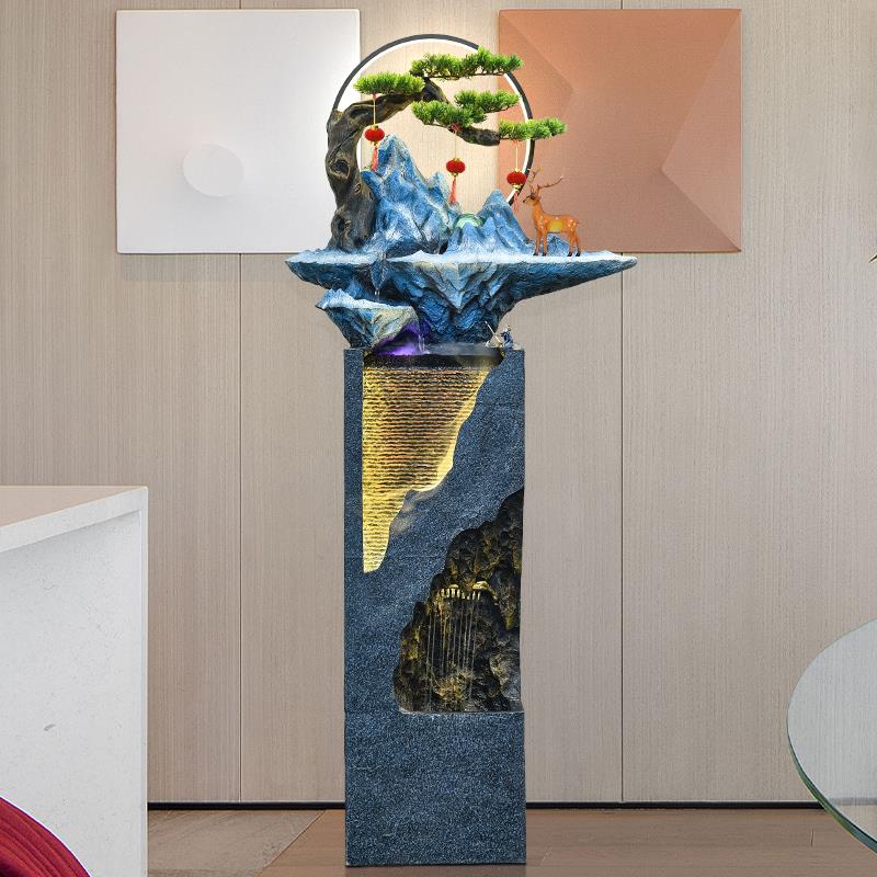 假山流水喷泉水幕墙屏风隔断客厅楼梯下装饰造景室内玄关落地摆件