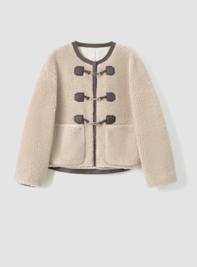 【二米专享】”渔夫搭扣“轻柔颗粒羊羔毛宽松保暖短外套FW101641