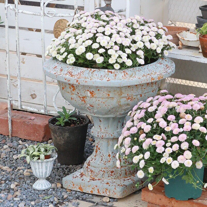 新款欧式复古做旧罗马柱户外罗马花盆庭院花园阳台别墅装饰造景