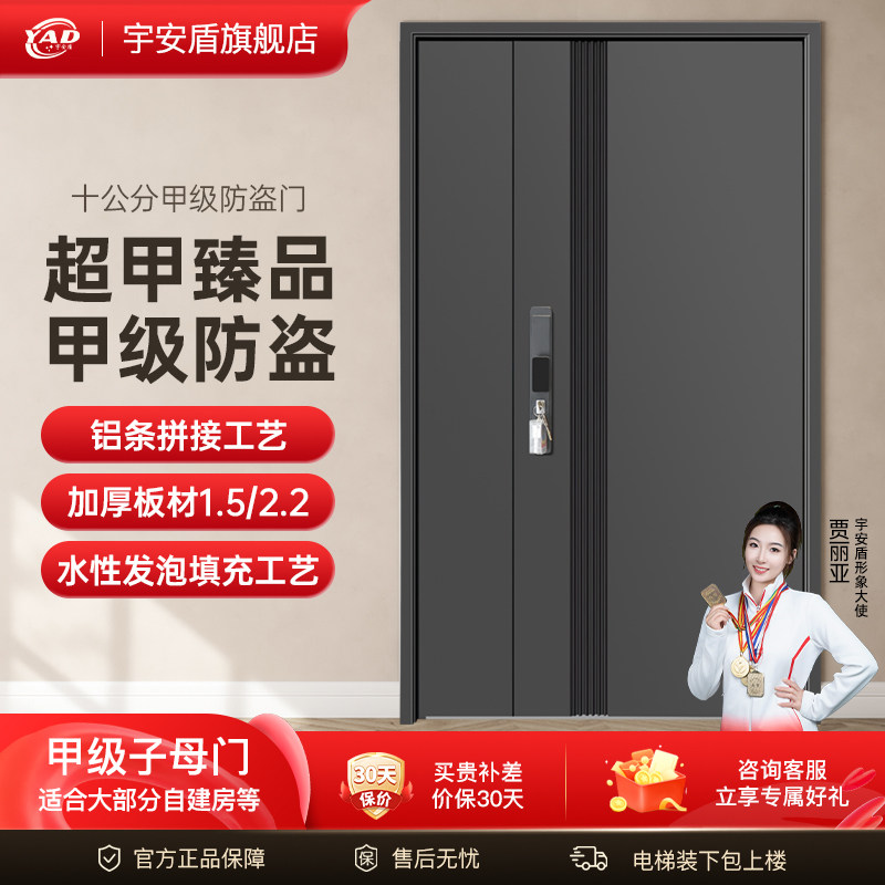 宇安盾家用防盗门发泡填充4级防盗门安全静音门别墅子母门入户门