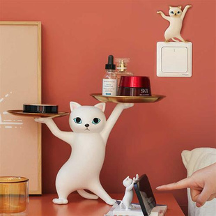 创意妖娆猫开关贴家用墙贴保护套标识可爱猫咪北欧墙壁家居装 饰