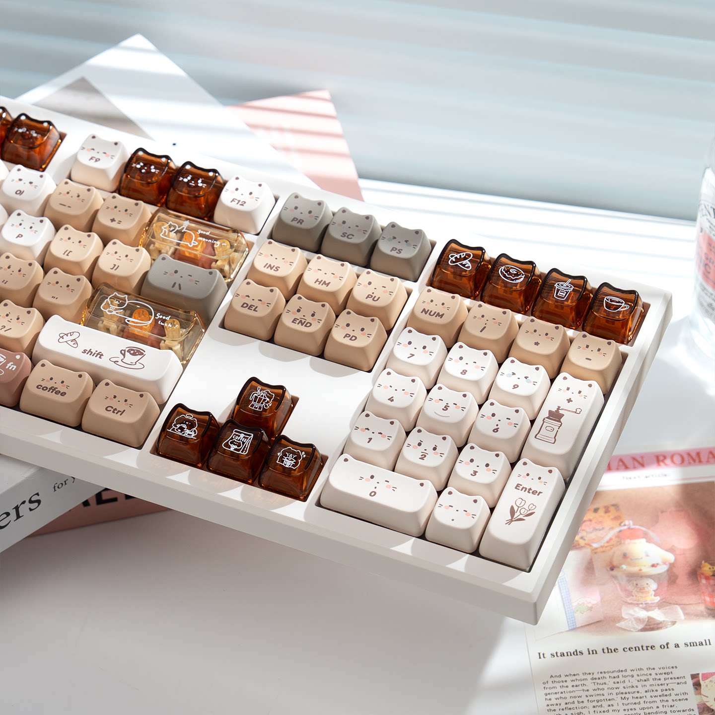 漫步猫z108机械键盘有线无线蓝牙女生办公静音麻将音可爱