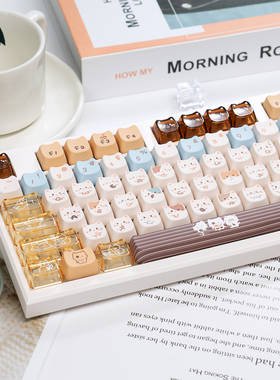 漫步猫z108机械键盘有线无线蓝牙女生办公静音麻将音可爱